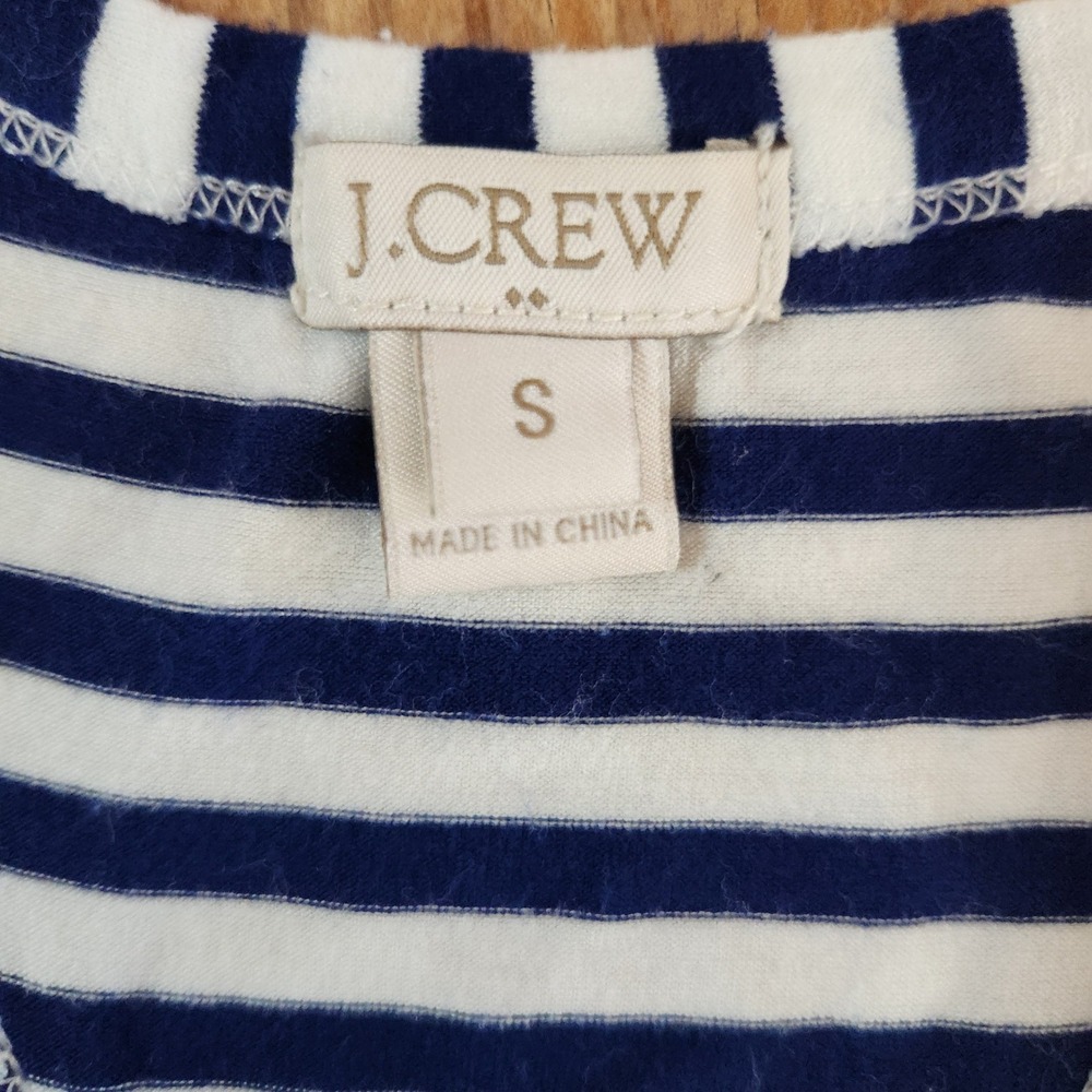 J. Crew Factory Blue White Racerback Maxi Dress Small Side Slits Nautical Beach - Picture 9 of 9